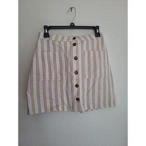cream striped cotton skirt buttons & pockets by Old Navy sz 2 xsmall